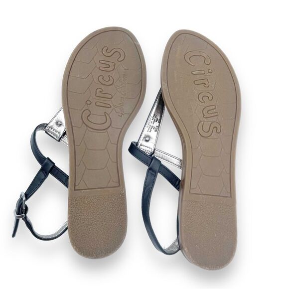 Circus Sam Edelman Cayden T Strap Thong Sandal Black Faux Leather Women’s Size 8 - Picture 12 of 16